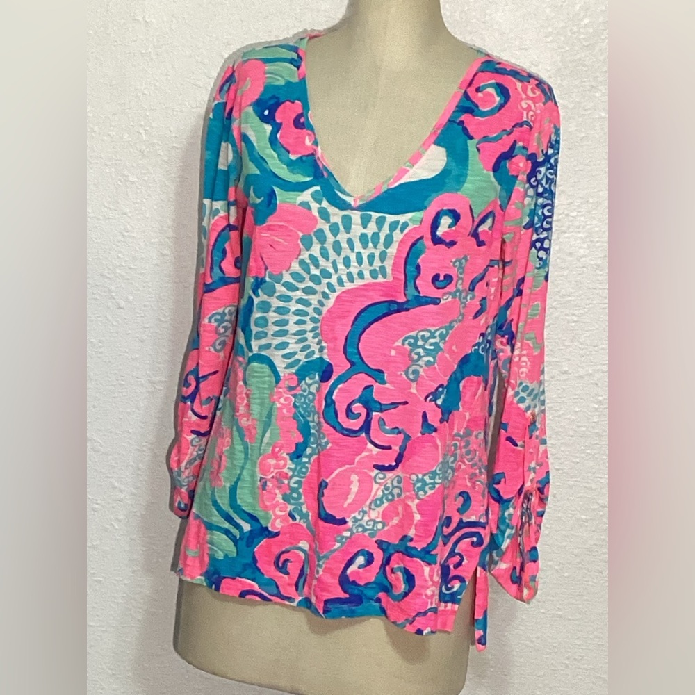 Lilly Pulitzer Jennifer women’s long sleeve Colorful Womens blouse size medium